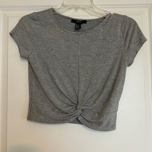 Knit cropped top short sleeve